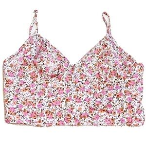 🆕 ZARA floral spaghetti strap bustier crop corset top camisole pink